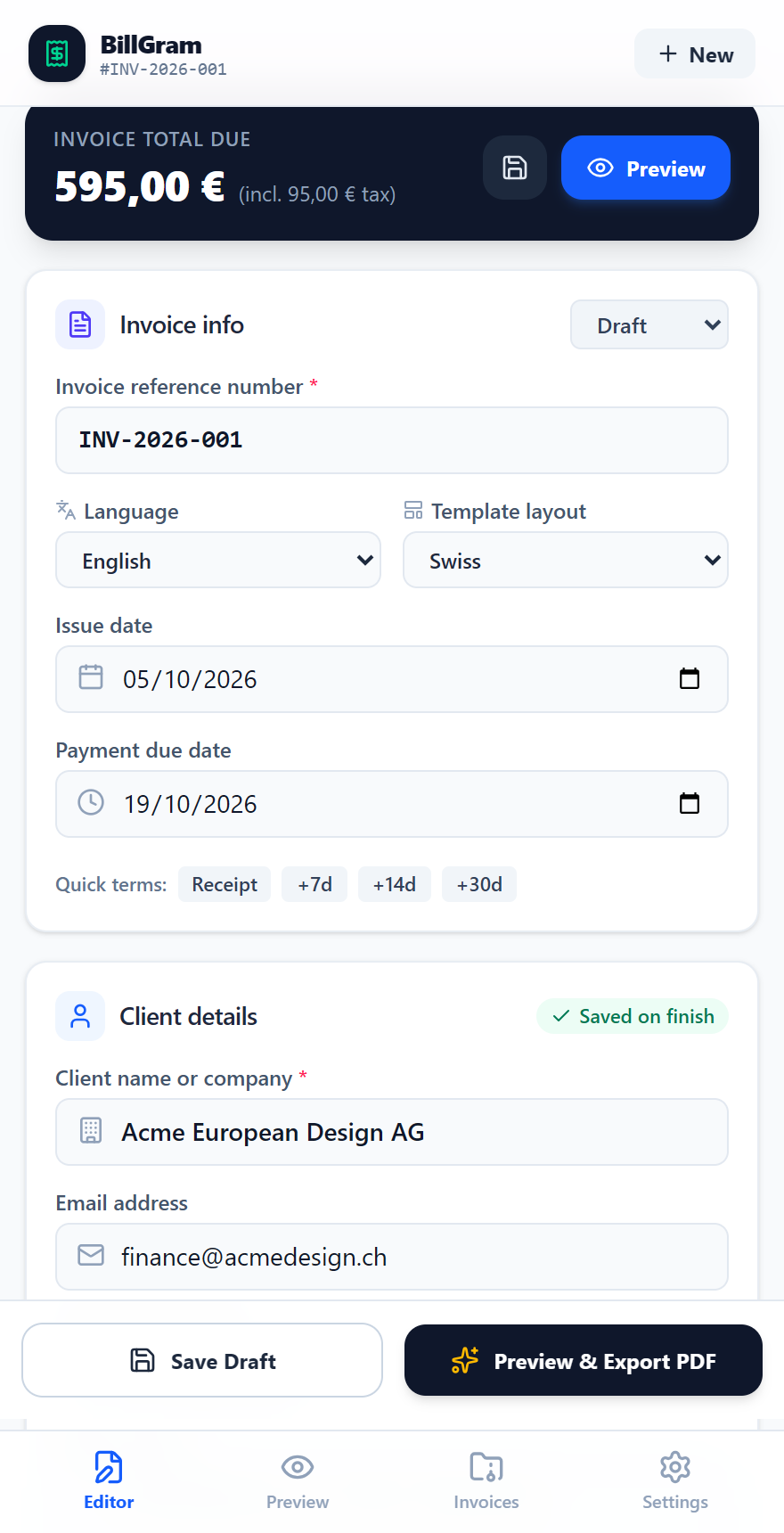 BillGram Screenshot Preview 1