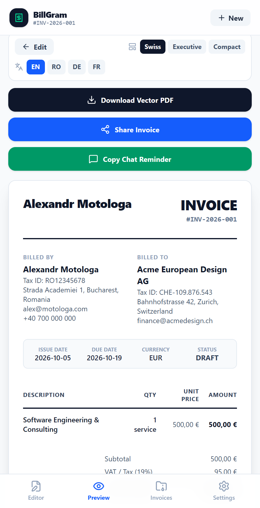BillGram Screenshot Preview 2