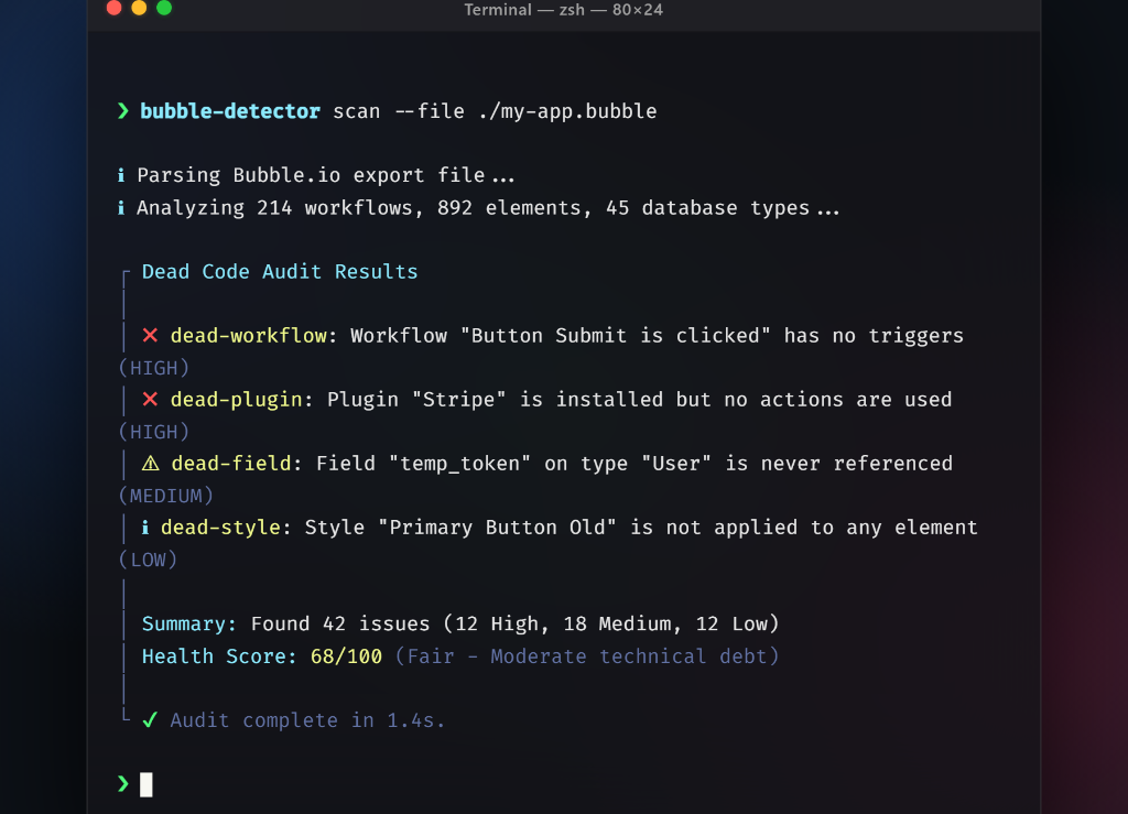 Bubble.io Dead Code Detector Screenshot Preview 3