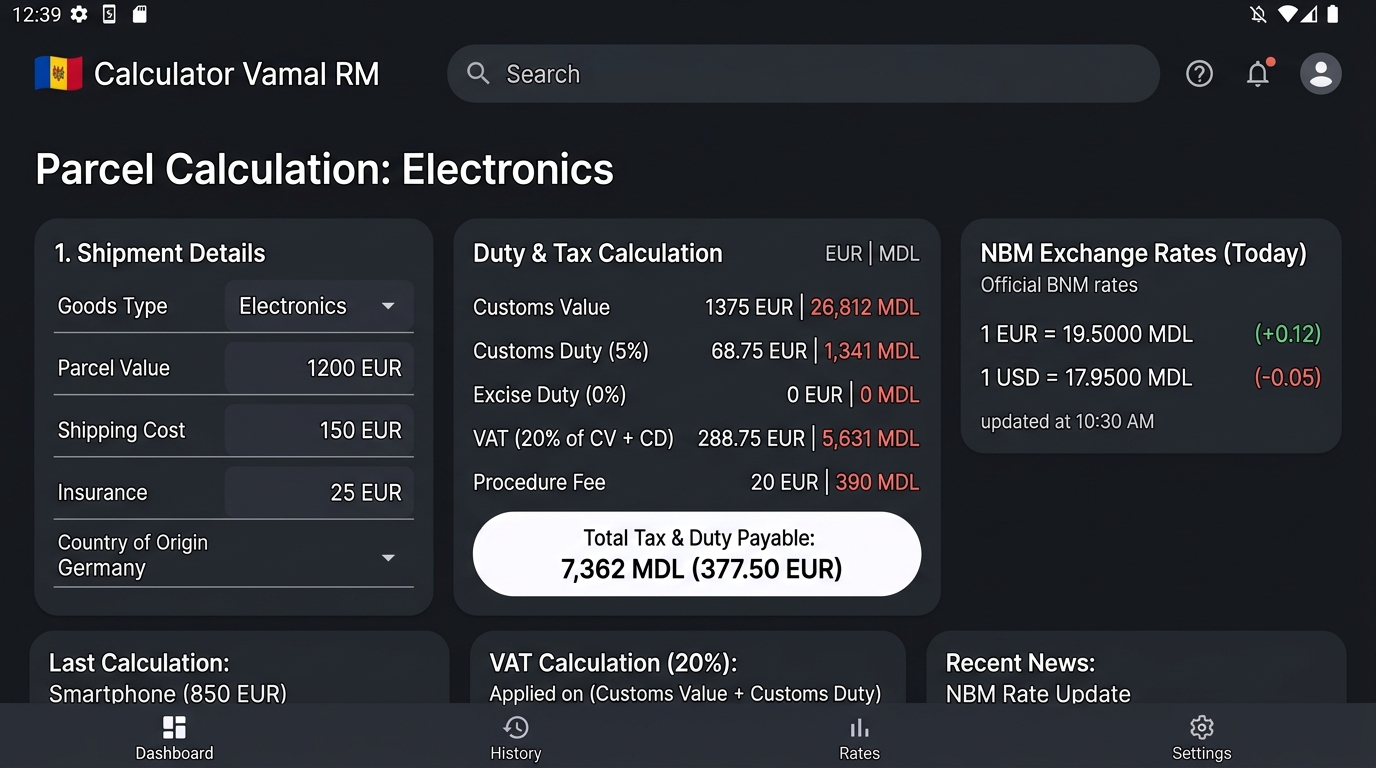 Customs Duty Calculator RM Screenshot Preview