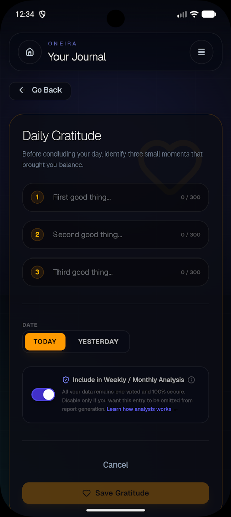 Oneira: Journal & Self-Growth Screenshot Preview 4