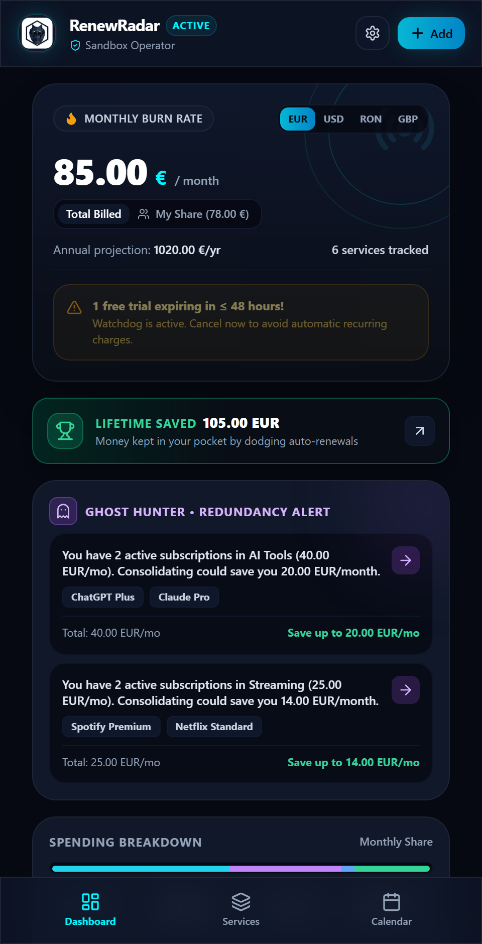 RenewRadar Screenshot Preview 4