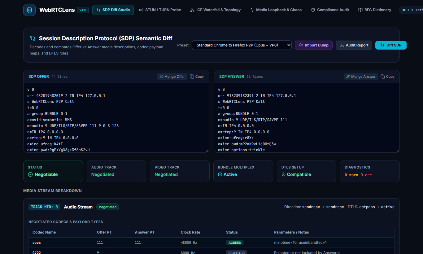 WebRTCLens Screenshot Preview 2