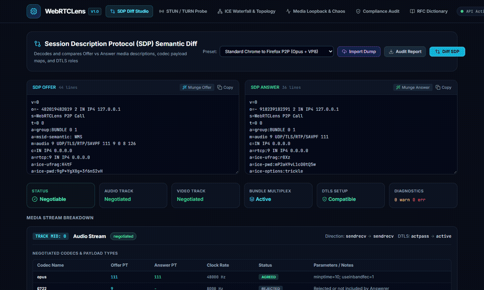 WebRTCLens Screenshot Preview 1